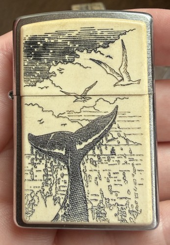 Vintage scrimshaw whale scene - scrimshaw,