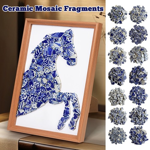 Blue and white ceramic mosaic - and,