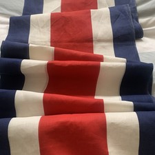 18ft FLAG VINTAGE x 21”w Cotton Fabric Blue White Red Striped Antique Shop Decor