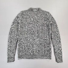 Dior Mens Jumper Grey Medium Chunky Cable Knit 100% Wool Pullover Sweater