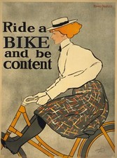 Woman Cycling Vintage Poster