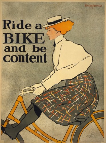 Woman cycling vintage poster - cycling,
