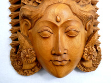 Vintage Oriental Wooden Wall Hanging Plaque Priestess / Goddess. Hardwood