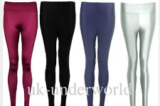 Ladies Girls Leggings Shiny High Waisted Stretchy Disco Dance Pants Adults 6-14