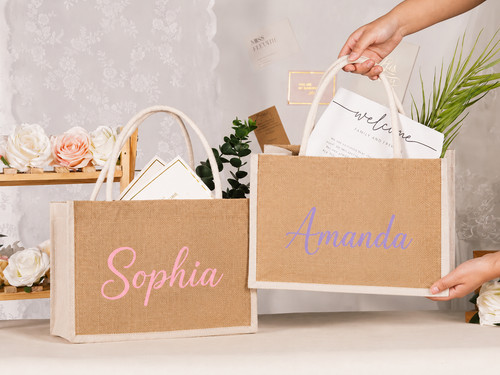 Personalized jute burlap tote - burlap,