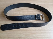 Authentic Gucci Black Monogram Guccissima Leather Silver Buckle Belt 95/38