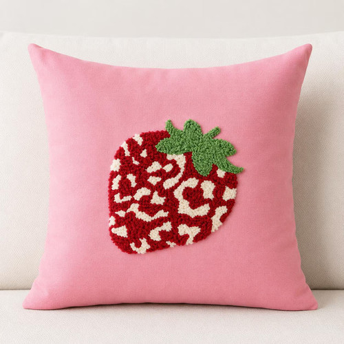 Embroidered strawberry pillow - strawberry,