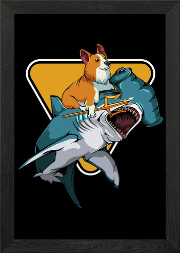 Corgi hammerhead shark - corgi, framed
