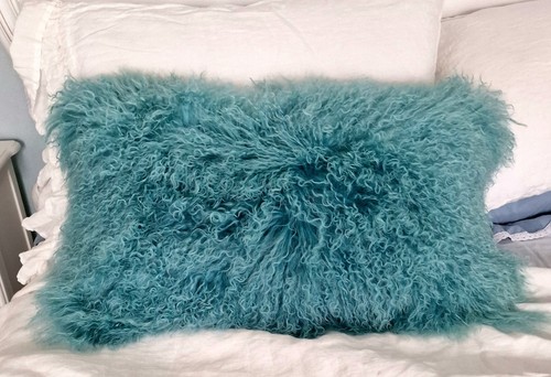 Mongolian fur cushion - cushion., green