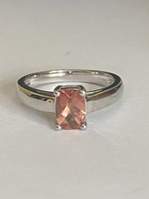 Sterling Silver Peach Colour Mongolian Andesine Ring Size L