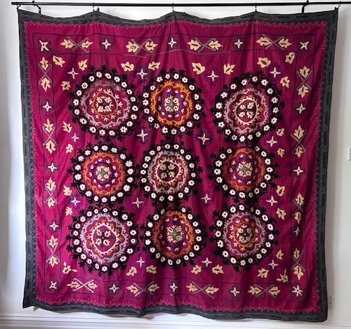 Large vintage uzbek suzani - vintage,