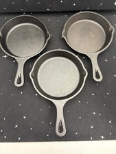 3 Valor Small Cast Iron Skillets 4.5" Diameter