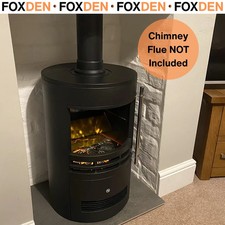 Black Vintage Fireplace Electric Freestanding Stove Fan Heater Log Burner Effect