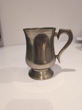 Brass Tankard With Curved Handle And Body Vintage 13cm Tall Good Condition
