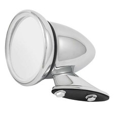 Racetech Stainless Steel / Chrome Bullet Style Classic Racing Mirror, Flat Glass