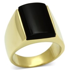 Mens gold onyx ring jet 18kt