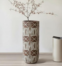 Tall Brown Wooden Floor Vase