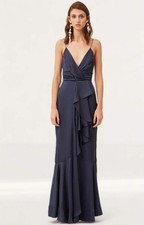 Keepsake The Label Womens Blue Maxi Dress V-Neck Zip Closure RRP £121