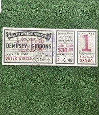 Jack Dempsey V Tom Gibbons Boxing Ticket 1923 (Good Condition)