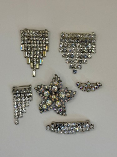 Crystal rhinestone brooches - crystal,