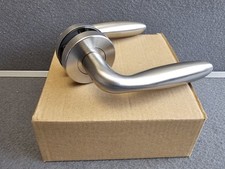 Lever on rose door handles satin chrome