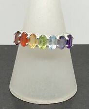 Chakra multistone solid Sterling Silver ring, rainbow, semi precious. Eternity.
