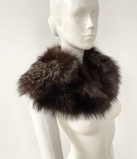Plush Real SILVER FOX Fur Stole Shoulder Wrap Scarf Collar for Coat. Raw Unlined