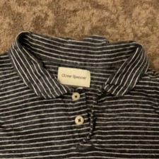 Oliver Spencer T-Shirt Men's large Multi Stripe collared neck Tee shirt