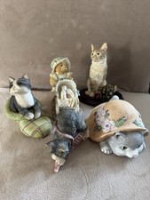 Vintage Cat Figure Bundle X5  Ceramic Porcelain Collectable Figurines Ornaments