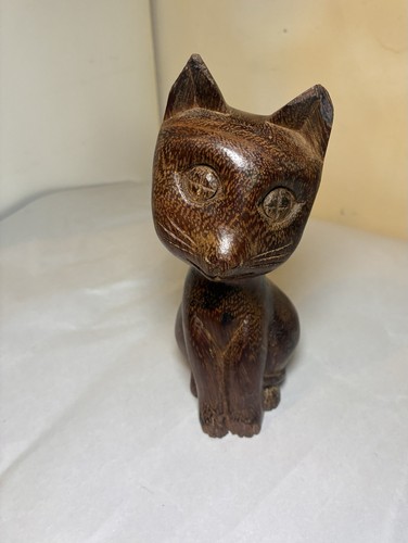 Wooden cat figurine kitten - wooden,