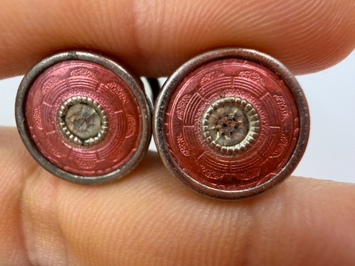 Art deco cufflinks - enamel, pink