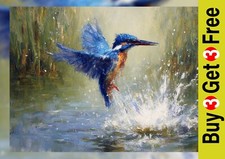 Vivid Kingfisher Bird 5"x7"