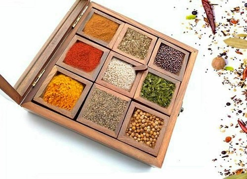 Wooden spice box set - wooden,