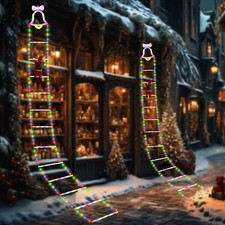Animated LED Santa Claus Climbing Ladder Lights Outdoor Christmas Decor 1.5m/ 3m