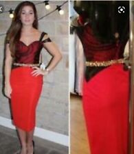 Red Party Evening prom Ball dress Pia Michi Mermaid Embellished UK10