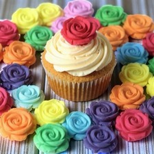 Edible Icing Roses Flowers Fondant Cake Toppers Cupcake Decorations Sugar Paste