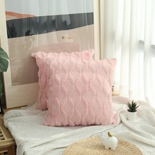 New 18" Fluffy Sofa Cushion Cover Geometric Pillowcase Furry Home Decoration UK