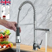 Modern Monobloc Pull Out Kitchen Mixer Tap Dual Spout Spray Single Lever 360° UK