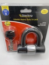 Sterling 100mm Heavy Duty U-Lock Padlock Hardened Steel Security + 3 Keys