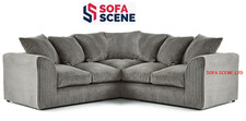Jumbo Cord Corner Sofa Suite Set Footstool 3 2 Seater Grey Brown Black Chairs uk