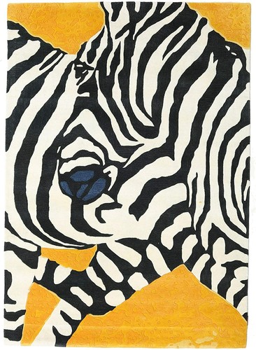 Zebra yellow hand tufted - zebra,