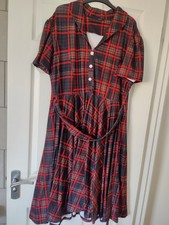 Bnwot CDR Rizzo Size 2 (16-20) Shirt Dress Swing Stretchy Pull On Tartan Plaid 