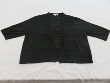 M&S PER UNA BLACK 1950'S VINTAGE STYLE CROPPED CARDIGAN TOP UK 14 FEINT STRIPES