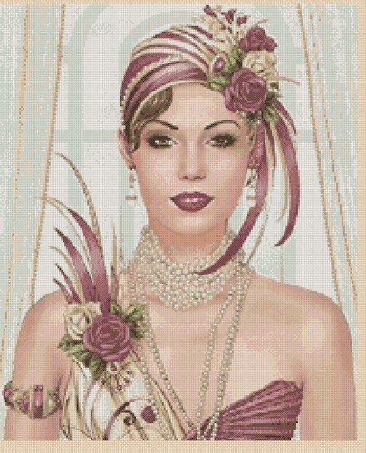 Art deco lady cross stitch - art,