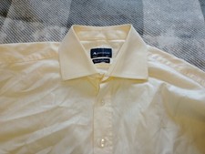 Aquascutum Mens Shirt XXL Yellow Long Sleeve 16.5 Collar Herringbone Knit 