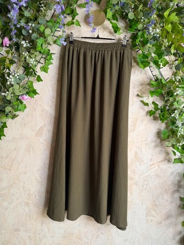 Khaki crinkle midi - midi, –
