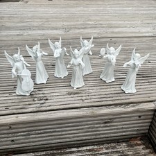 Set Of 7 Dresden Germany Porcelain Musician Angels Includes Conductor. 5.5” Tall