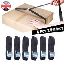 6 x Heavy Duty Ratchet Tie Down Straps Car Roof Rack Belts Quick Release 2.5M UK