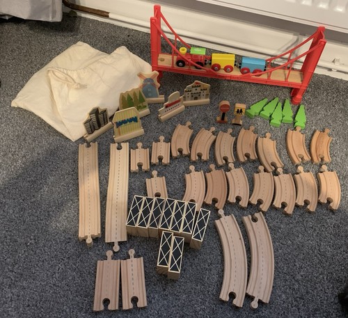 Wooden train set bridge - train,