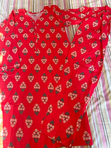 Women red printed cotton - red,